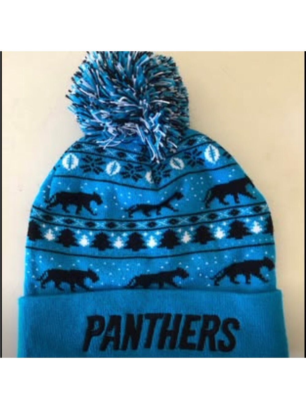 Carolina Panthers Beanie Hat With Pom  Pom Warm Winter
